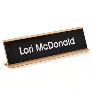 gold desk plate holder