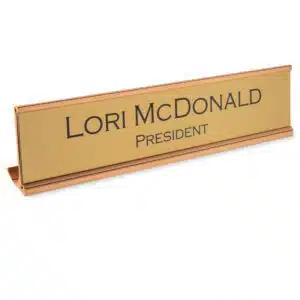 gold desk plate holder