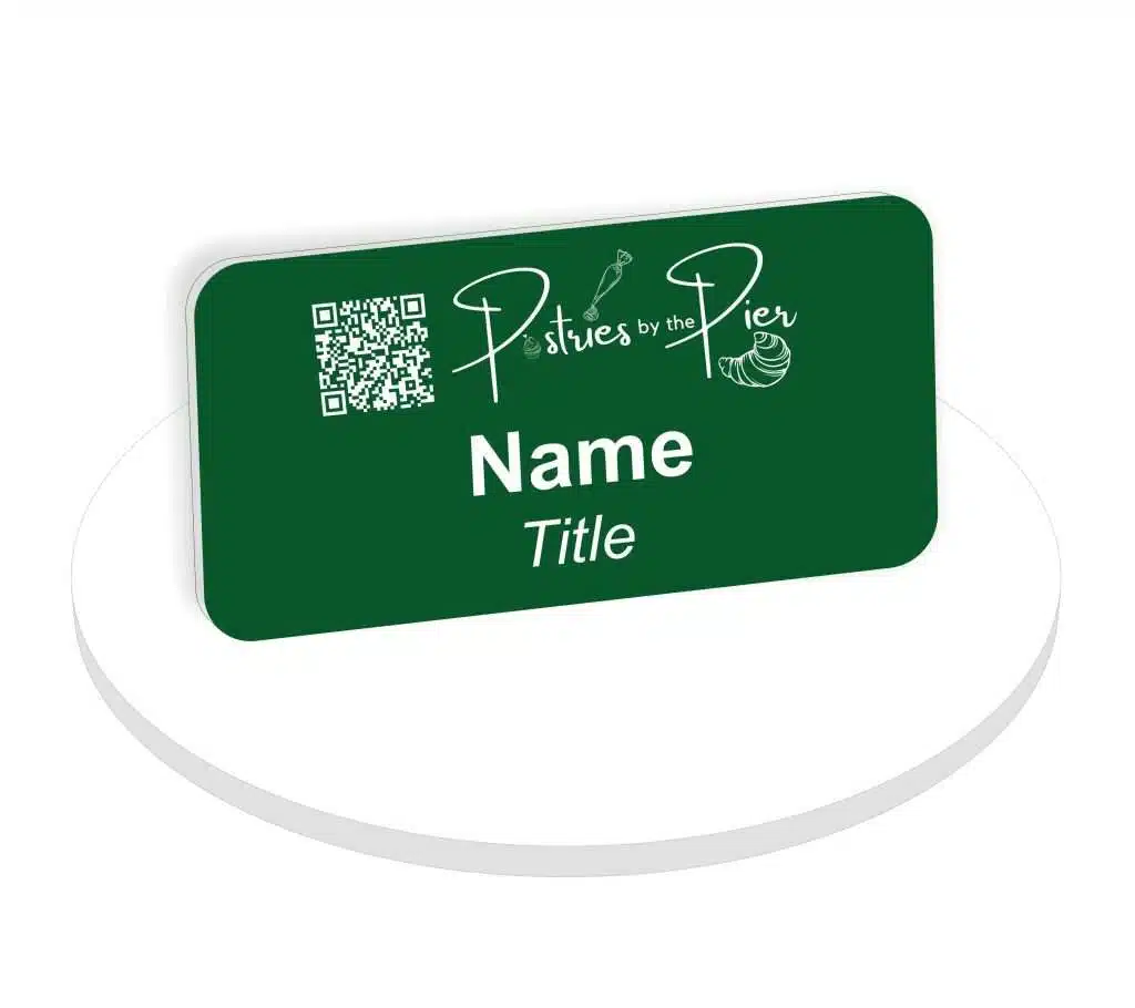 Engraved Name Tag with Logo & QR Code | QR Code Name Tag
