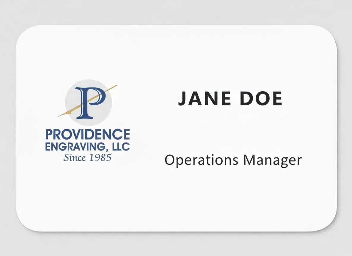 full color 2x3 name badge with logo